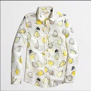 J.Crew Pear Print Perfect Shirt